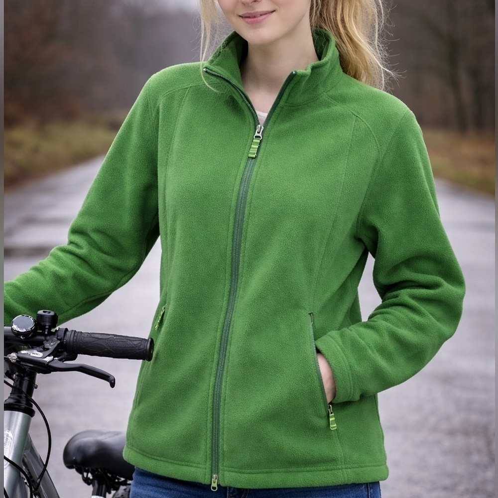 L.L. Bean Leaf Green Girls Fleece Zip Size 14-16